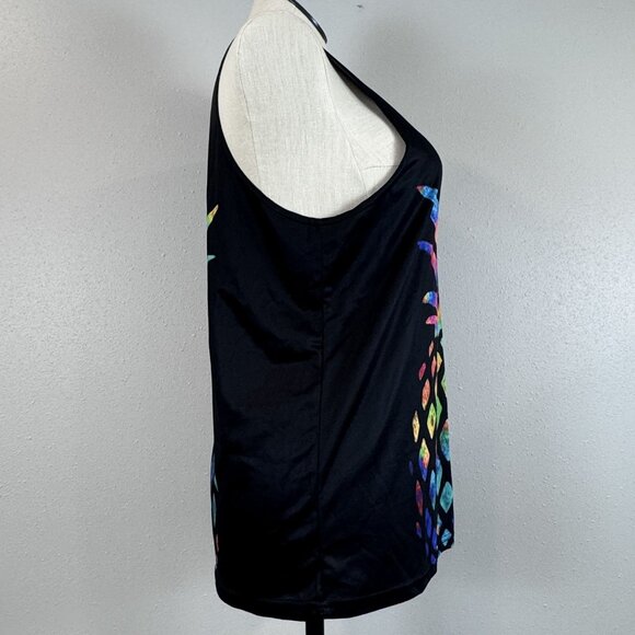 Colorful Pineapple Print Tank Top Womens Sz L Black Sleeveless Tropical Rainbow - Picture 7 of 12